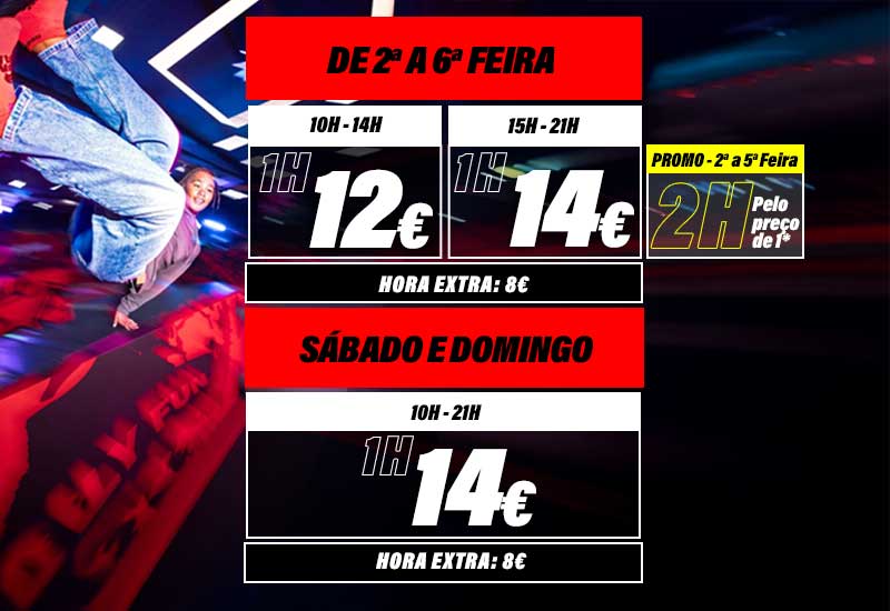 Preços individuais jumpYard Matosinhos